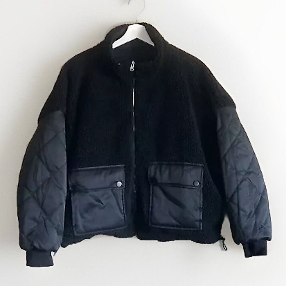 PACSUN LA Hearts‎ Reversible Sherpa Jacket Size Medium/Large Black New